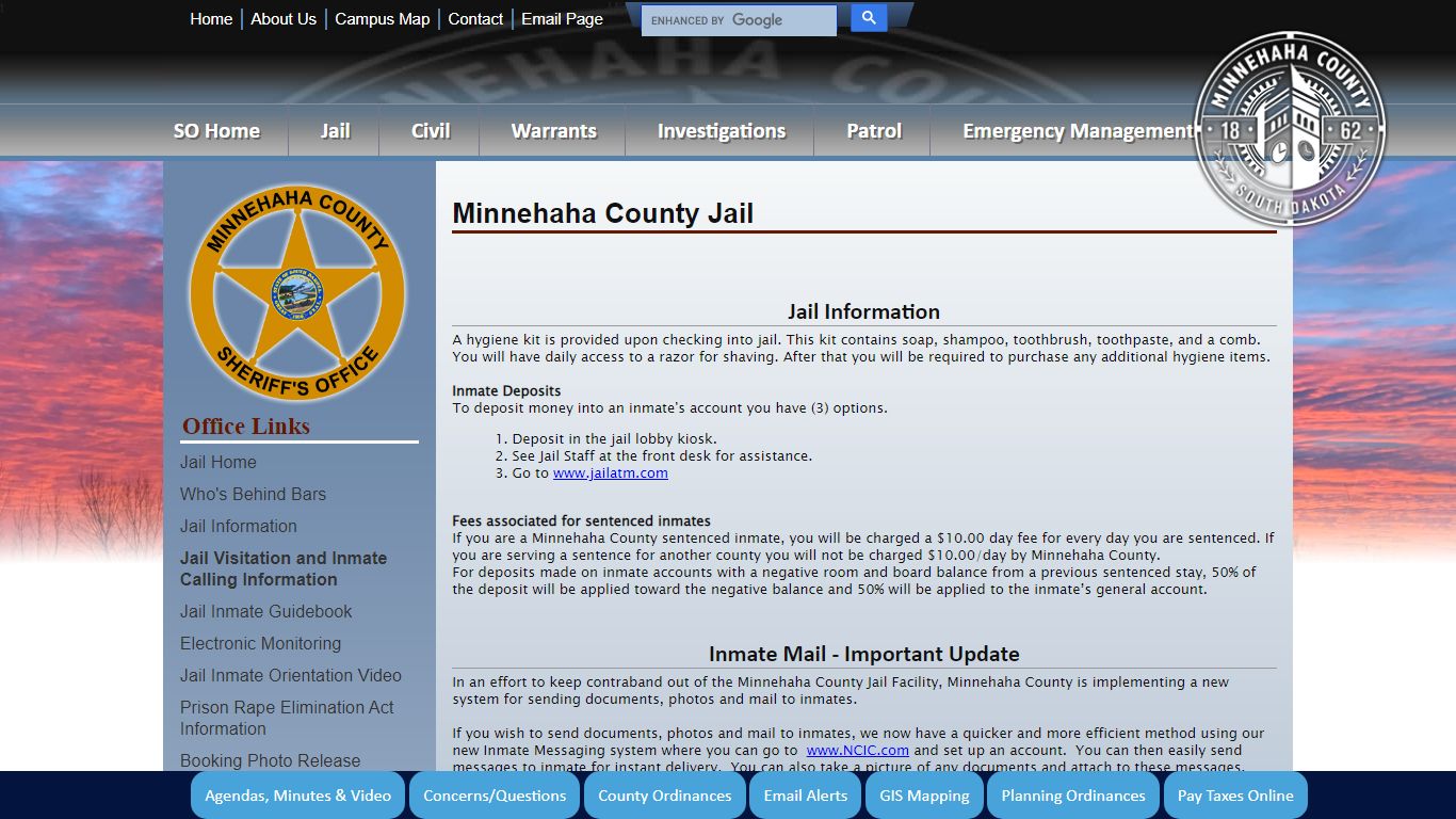 Minnehaha County, South Dakota Official Website - Jail